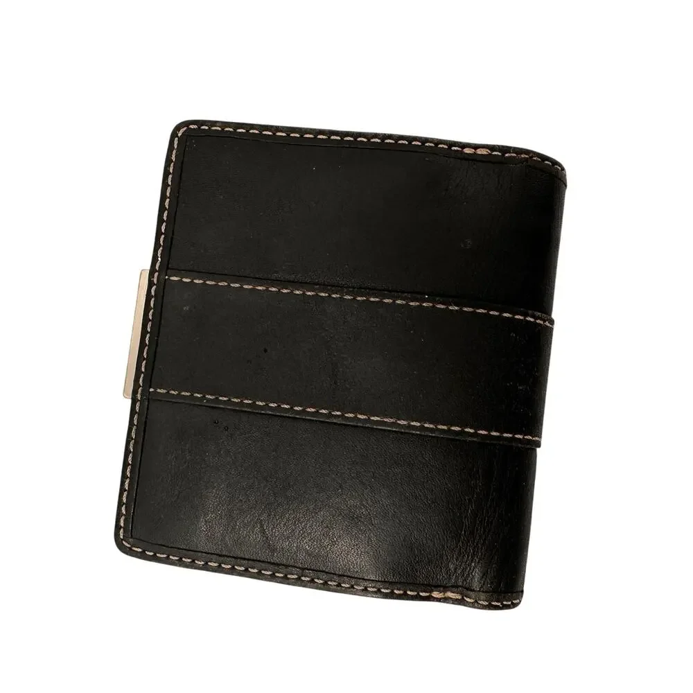 Coach Vintage Black Leather Small Bi-Fold Coin Wallet Rare